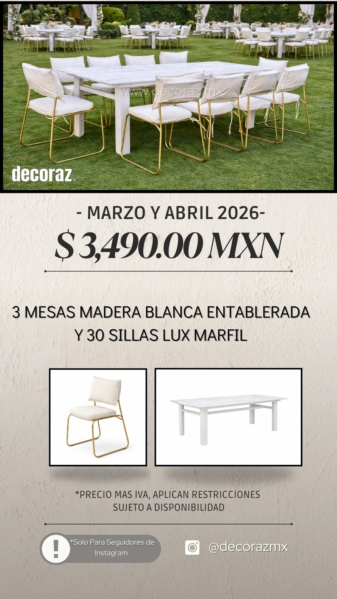 Promo de Mesas de Madera Blancas