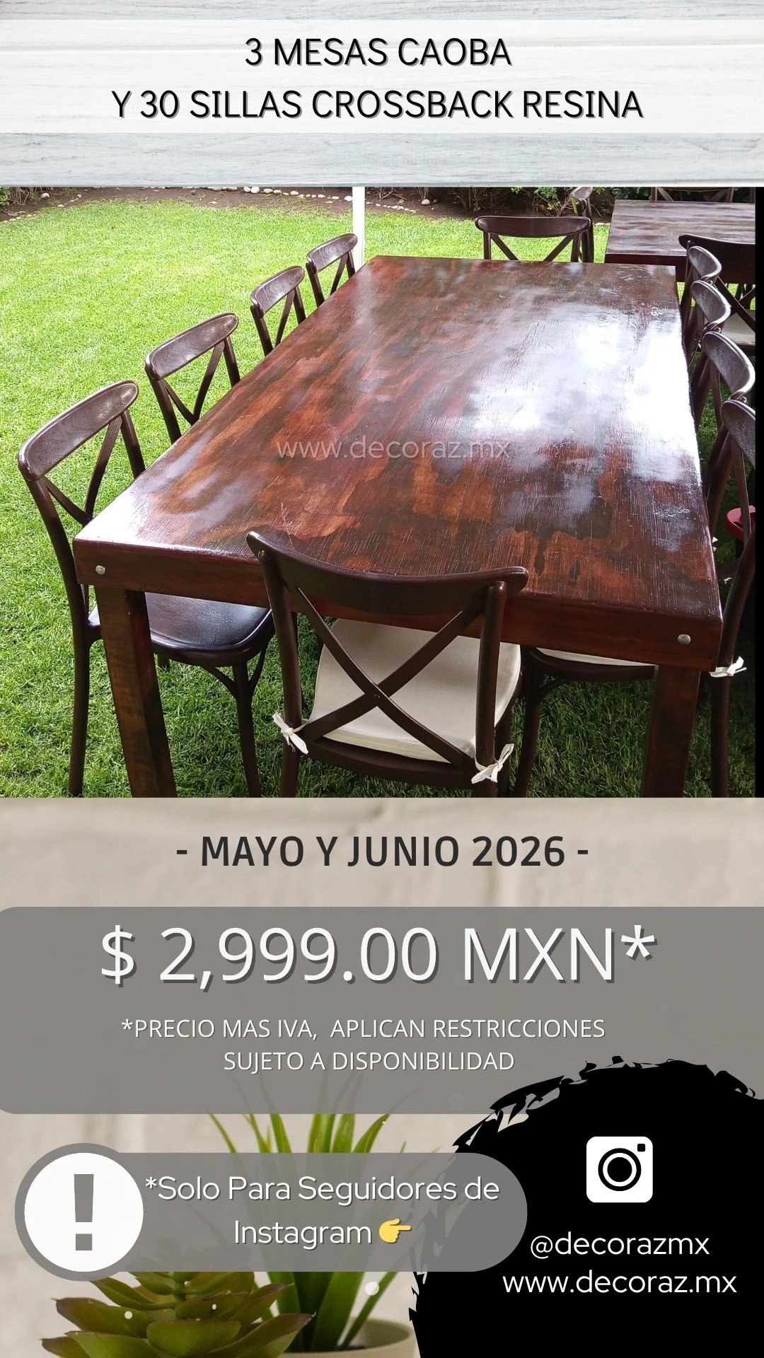 Promo de Mesas con sillas Doradas